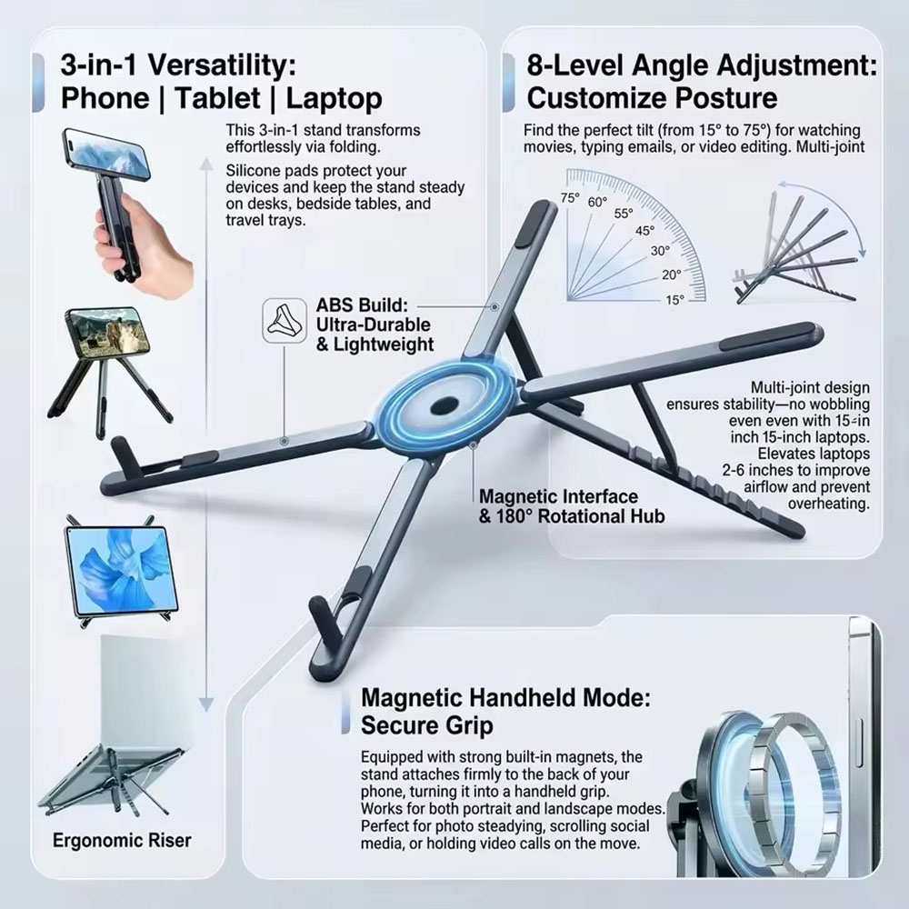 Laptop Tablet Accessories - Suporte Magnético Portátil para Telefone e