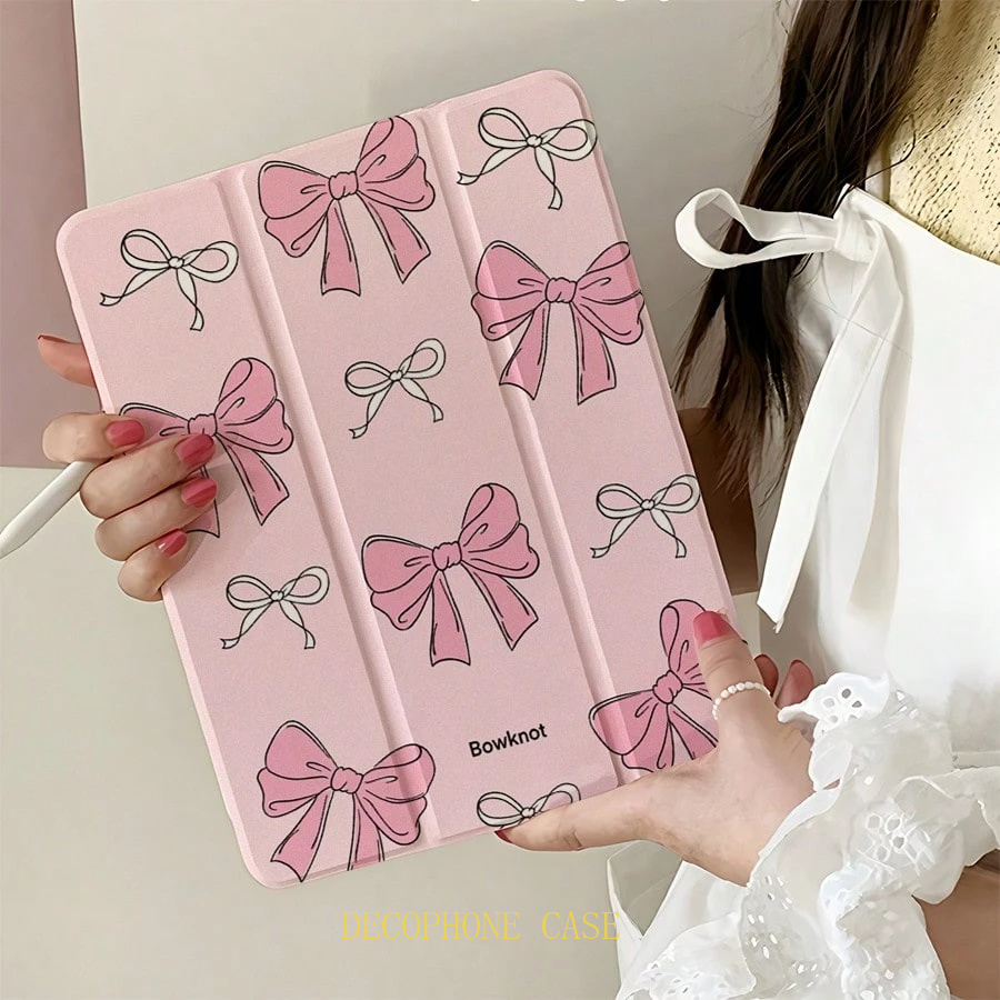 Capa tri-fold rosa com laço pa - Tablet Accessories For Girls avaliação e preço